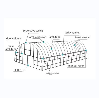 Film Cover 50x8m Single Span Type Agricultural Tunnel Greenhouse with 3.5-5M Height