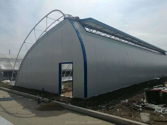Single Layer Brick Wall Solar Greenhouses 8m-16m Width With Insulation Blanket